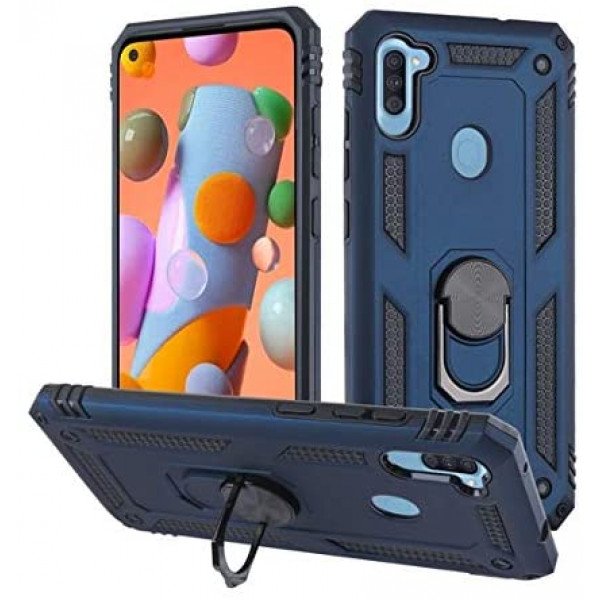 Wholesale Samsung Galaxy A11 Tech Armor Ring Grip Case with Metal Plate (Navy Blue)